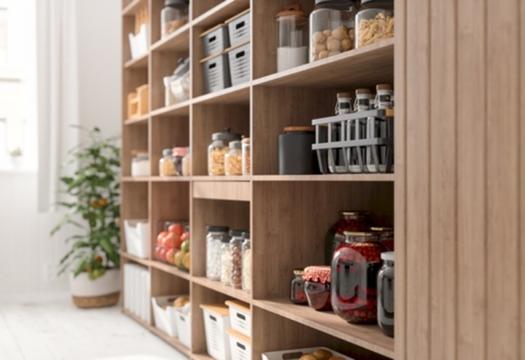 A pantry shelf with food items sorted into well-organized containers. | Merry Maids